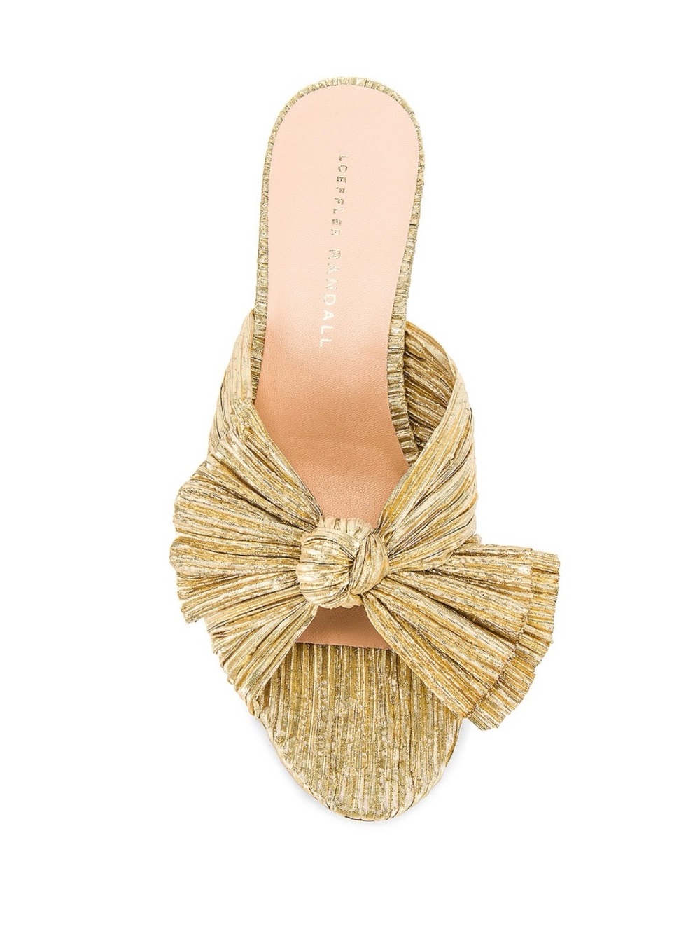 Loeffler Randall Gold Pleated Knot Slide Heels - Picture 3 of 10